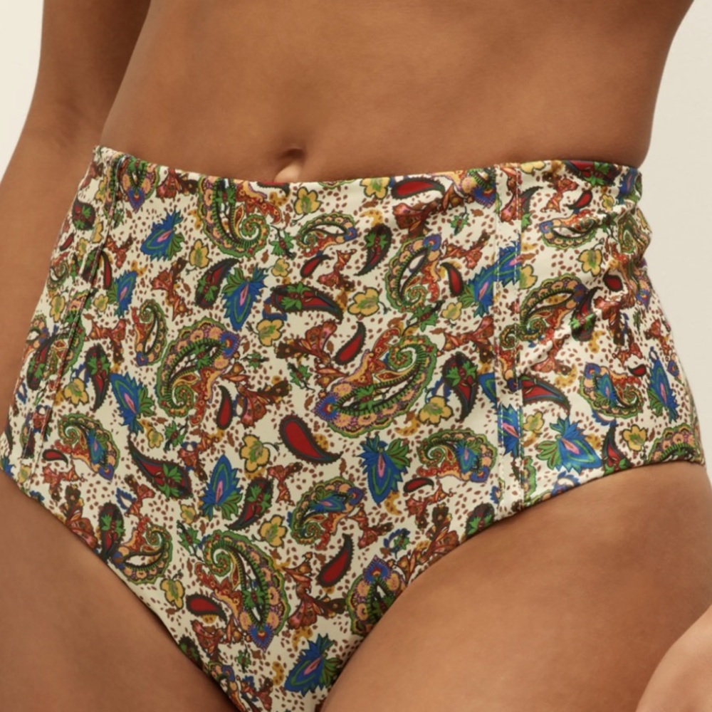 Carolina K x Free People Carmel S 4/6 & L 12/14 Paisley Cream High-Waist Bottoms